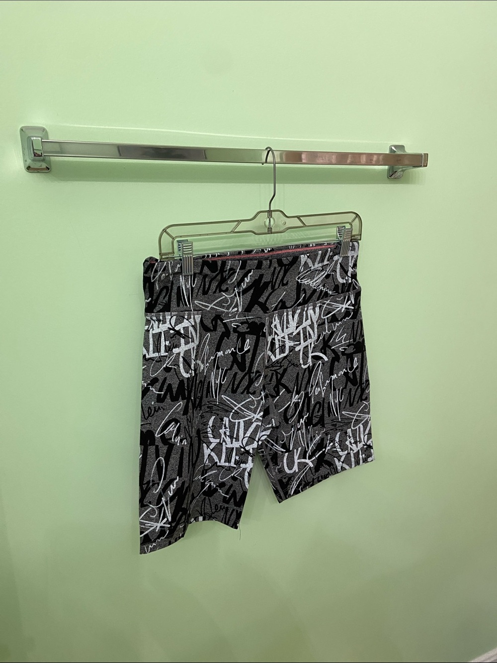 Calvin Klein Black and Gray Logo Print Bike Shorts